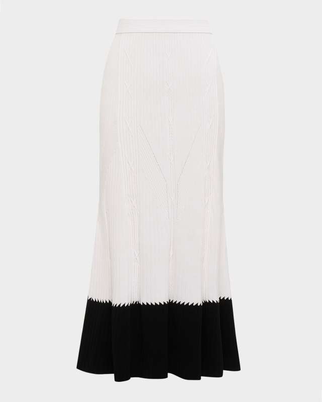 Benedetta Ribbed Two-Tone Midi Skirt